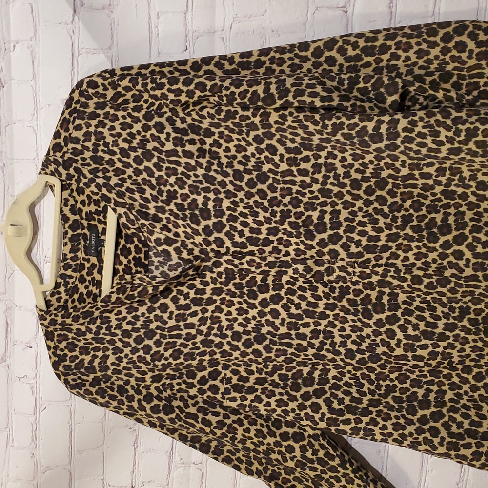 Talbots Long Sleeve Leopard Print Popover Blouse Animal Print - Picture 2 of 5